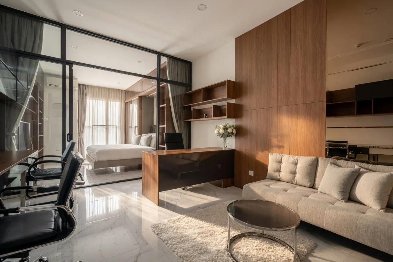 Không gian làm việc yên trong căn MKA Summerset